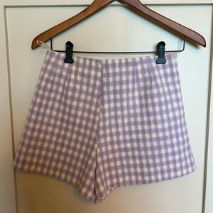 ZARA High waisted Plaid shorts - Purple/white S